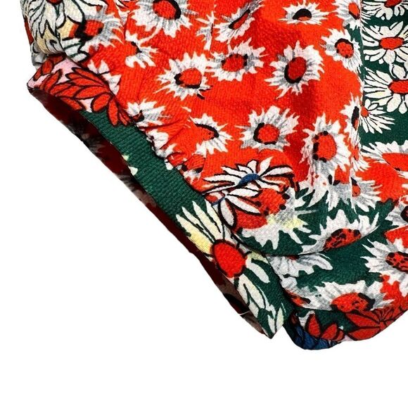 Umgee waffle Striped and Floral Color-block Puff Sleeve Top oversized fit small - Picture 6 of 13